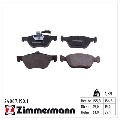 ZIMMERMANN Bremsbelagsatz, Scheibenbremse 240671901 Vorderachse für Fiat ALFA ROMEO