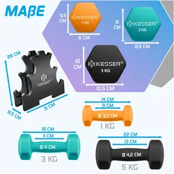 Kesser, Hanteln, (2 x 1 kg, 2 x 3 kg, 2 x 5 kg)