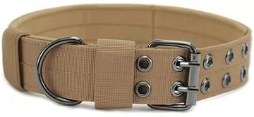 Uplift Essentials Professional Adjustable Military Dog Collar With Metal Hardware khaki xl