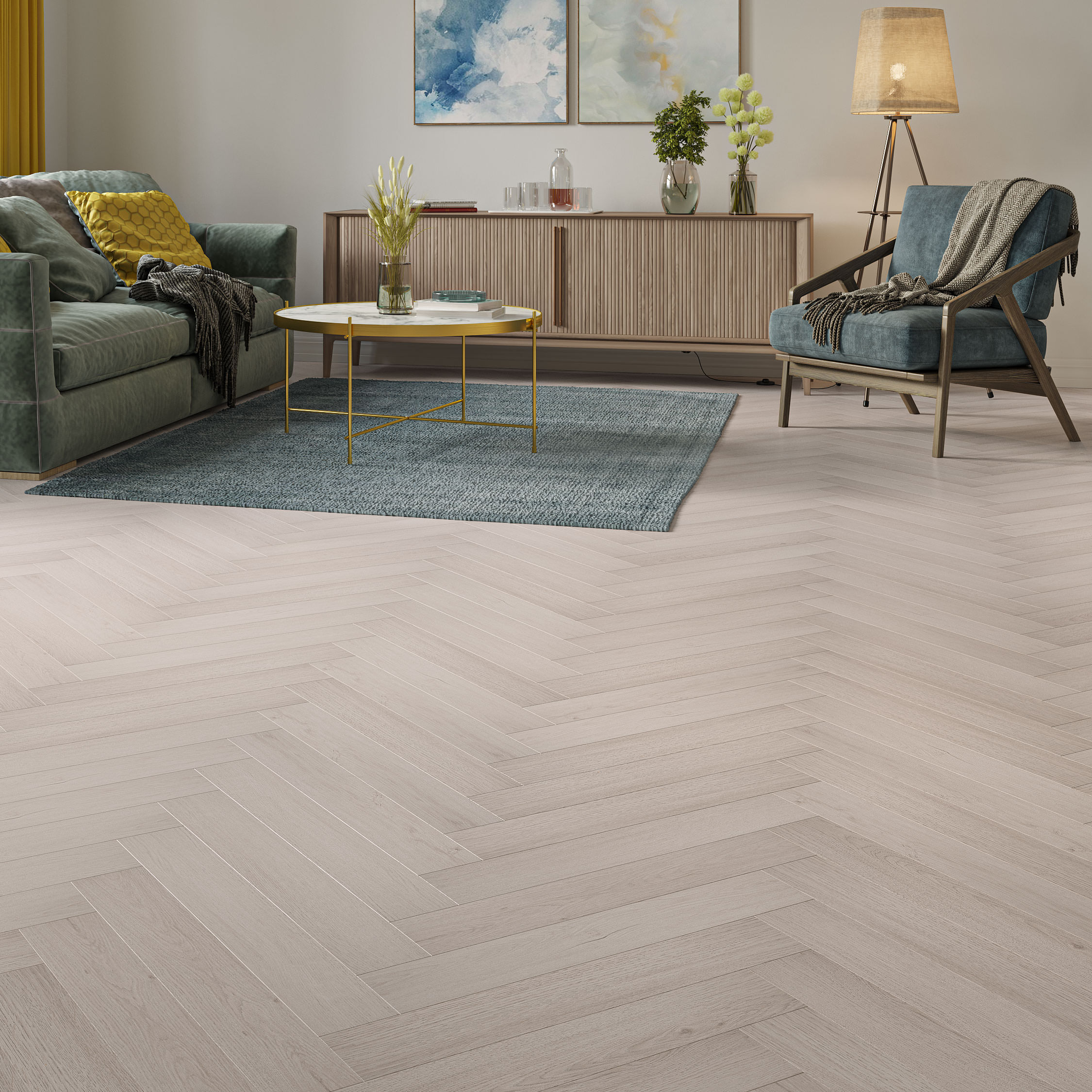 Luxury Flooring 18.99m² - Ritz 8mm Tower Oak Herringbone Laminate Flooring - Water Resistant