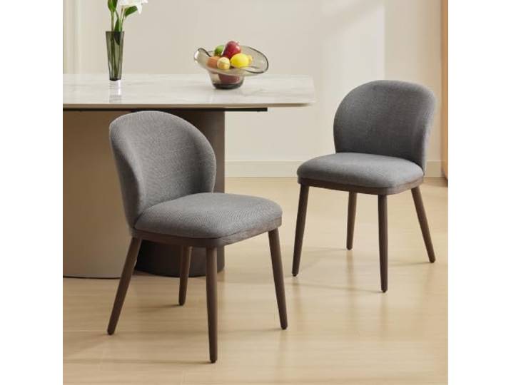 AsyPets 2er-Set Moderne Esszimmerstühle, Dunkelgrau Ergonomische Rückenlehne, leinenbezogene Polsterung & Holzbeine, bis 120 kg belastbar, für Küche, Esszimmer & Restaurant