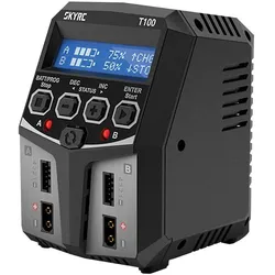 SkyRC Dual-Ladegerät T100 (100 W, 2 Ports), USB Ladegerät, Schwarz