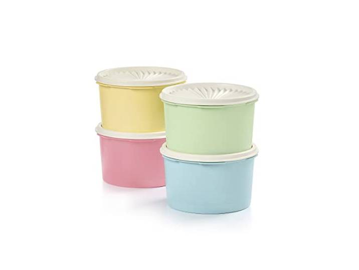 Tupperware Heritage Collection 8-teiliges Vorratsdosen-Set in Vintage-Farben, spülmaschinenfest und BPA-frei (4 Behälter, 4 Deckel)