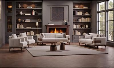 Furnia Axion 3 Pieces Living Room Sets 2 Sofa 1 Chair