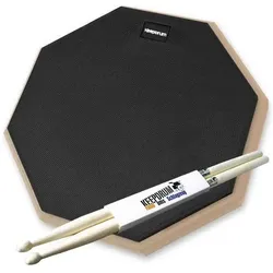 keepdrum Übungspad DP-BK12 schwarz 12 Zoll mit Drumsticks 1 Paar, Schlagzeug Zubehör, Schwarz