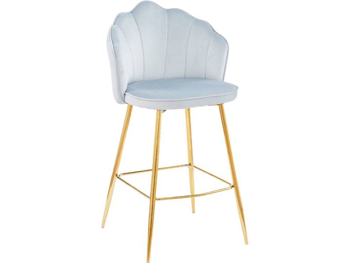 Barhocker Pedro hellgrau Samt H 100 cm