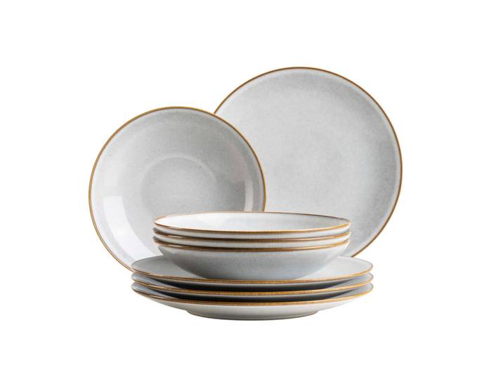 Mäser Tafelservice Smoky'S; Weiß, Keramik, 8-teilig, Made in Europe, Essen & Trinken, Geschirr, Geschirr-Sets, Tafelservice