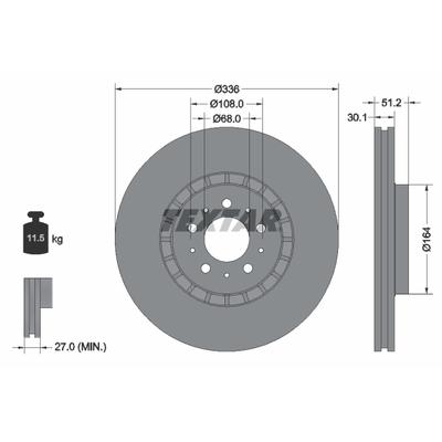 TEXTAR Bremsscheibe PRO+ 92126705 336mm 30mm für Volvo