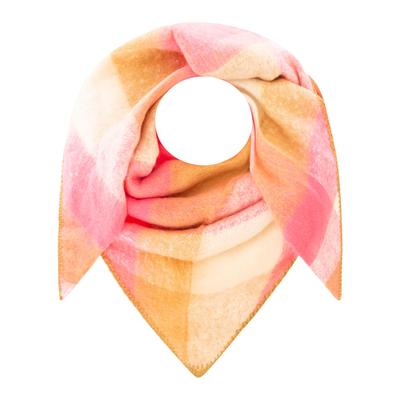 Dreieckstuch ZWILLINGSHERZ "Karo", Damen, pink, Obermaterial: 100% Polyester, Modetücher, großes Karo-Design, weiche Qualität, Dreiecksform