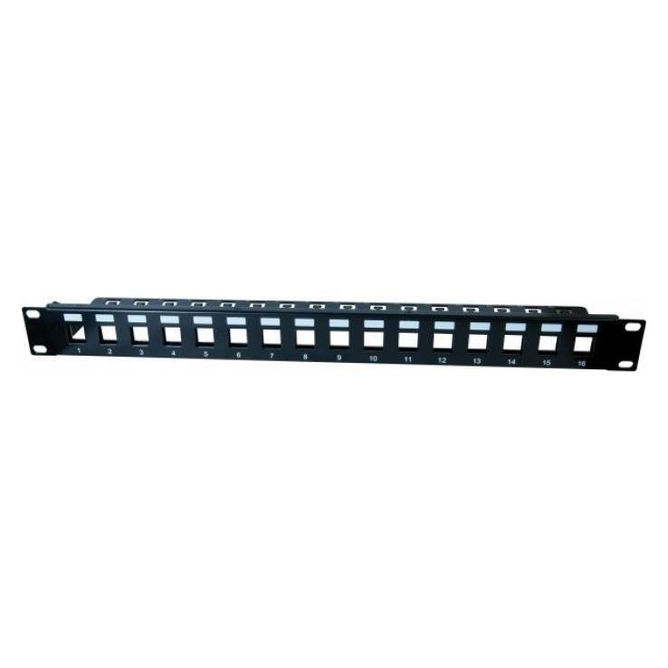 Tecline Modulträger für 16 Keystone -Anschlussbuchsen, 48,30cm (19"), 1 HE Zum Aufbau eines Patchfeldes mit (258155)