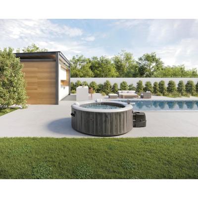 Whirlpool INTEX "Greywood Deluxe", grau (grau mit holzmaserung), B:145cm H:71cm L:145cm, Whirlpools, 145 cm Durchmesser