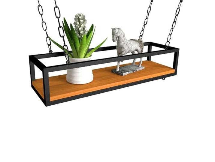 Hängendes Weinregal – Metall-Deckenregale, Deckenregal Hängeregal industrieller hängender Blumenständer, Topfpfannenregal, schwebende Dekorations-Aufbewahrungshalter, für Bar, Café, Küche, Garten ( Si