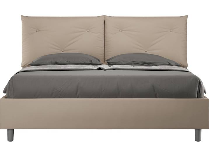 ITYHOME - Lit sans sommier rembourré 160x200 similicuir taupe Appia