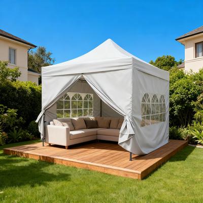 Faltpavillon KONIFERA "Valencia Lux", silberfarben, weiß, B/H/T: 292cm x 322cm x 292cm, Pavillons, Festival & Partyzelt / einfacher Auf-& Abbau / BxTxH: 300x300x330 cm