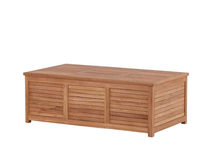 Truhe VENTURE HOME Trento, Teakholz-Kissenbox, belastbar bis 150 kg , braun (natur), B:130cm H:46cm T:70cm, Massivholz, Truhen, Truhe, Aufbewahrungsbox, Edelholz natur, witterungsbeständig, sitzfähig