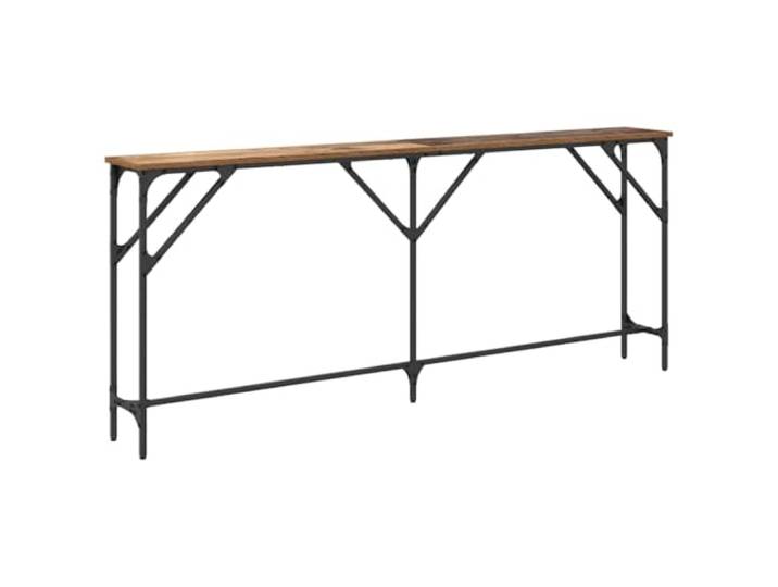 GHVBNMF Konsolentisch Altholz 180x23x75 cm Schmaler Beistelltisch Metall Schmaler Flurtisch im Industrie-Design für Wohnzimmer und Flur, ideal als Dekoablage auf unebenen Böden dank Stellfüßen.