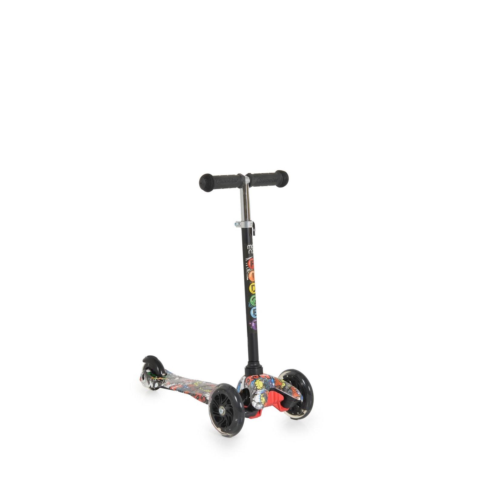 Moni Kinderroller Fidget 3 Räder höhenverstellbar, PU-Räder, Wasserdruck, ABEC-7 schwarz