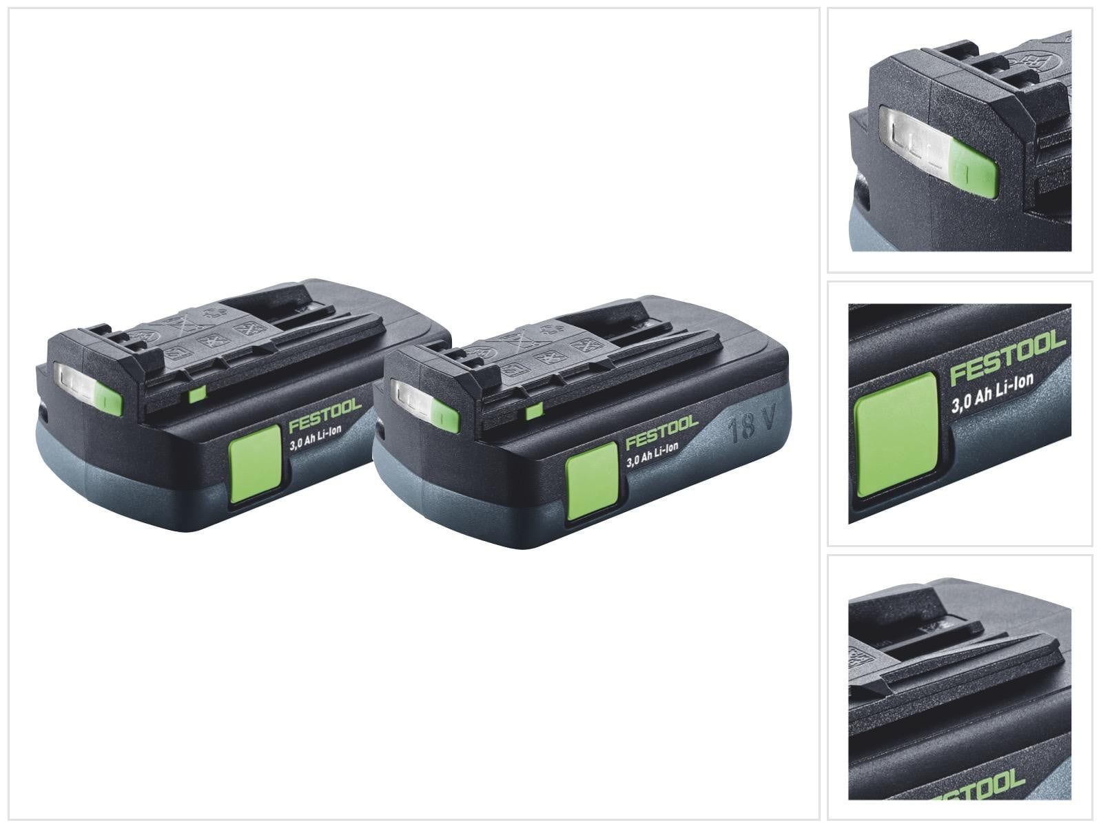 Festool Accu-set 2x BP 18 Li 3,0 C accu 18 V 3,0 Ah Li-Ion met laadindicator