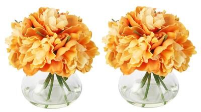 Garvee Fake Flowers with Vase, Peonies Artificial Flowers in Vase, Faux Flower Plant Arrangement Suitable for Decoration