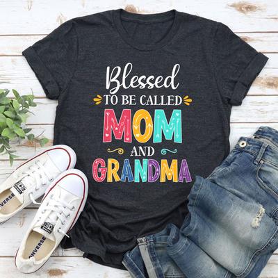 ForAllApparel Blessed To Be Called Mom And Grandma T Shirt Dark Grey Heather XL
