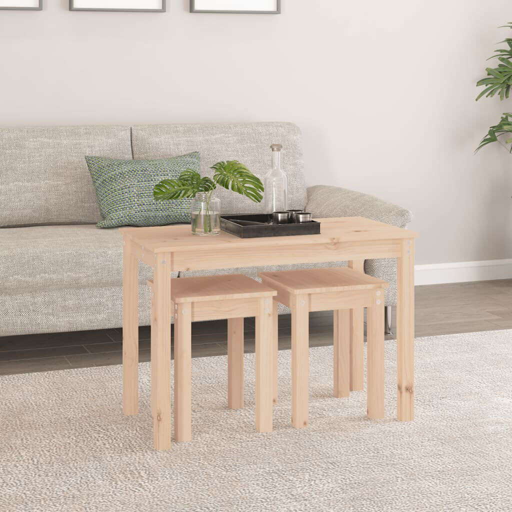 ClassicLiving Tavin Solid Wood Nesting Tables Oak 55cm H X 80cm W X 40cm D