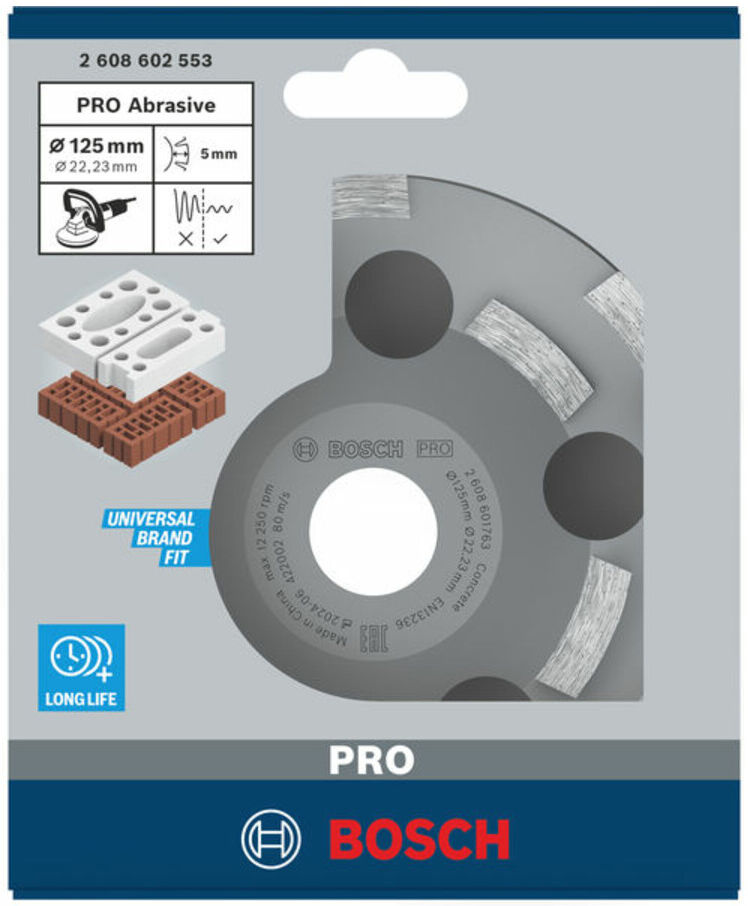 Bosch Diamanttopfscheibe Expert for Abrasive 50 g/mm 125 x 22,23 x 4,5 mm (2608602553)