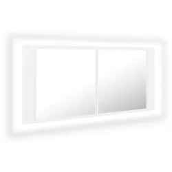 vidaXL LED-Bad-Spiegelschrank Weiß 100x12x45 cm Acryl