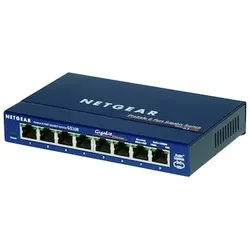 NETGEAR GS108GE LAN Switch 8 Port Netzwerk Switch (Plug-and-Play Gigabit Switch LAN Splitter, LAN Verteiler, Ethernet Hub, lüfterloses Metallgehäuse), Blau