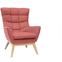 Skandinavischer Sessel Stoff mit Samteffekt Terracotta mit Holzfüßen BRODY