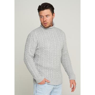 Rollkragenpullover CARISMA "CARISMA Strickpullover CRMUS", Herren, Gr. XXL, grau, Casual, regular fit, Rollkragen, Pullover Rollkragenpullover, Grobstrick Zopf-Muster