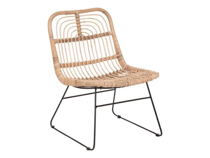 Fauteuil Avelaine Beige - Eazy Living - Siège en Rotin - Pieds en Métal