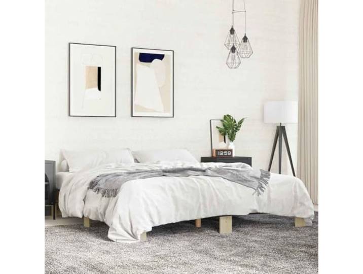 RJPLMFV Bettgestell Eiche Sonoma 160 x 200 cm, ohne Matratze Langlebiges Holzwerkstoff, inklusive Lattenrost, robuste Füße, Lattenrost, Schlafzimmer