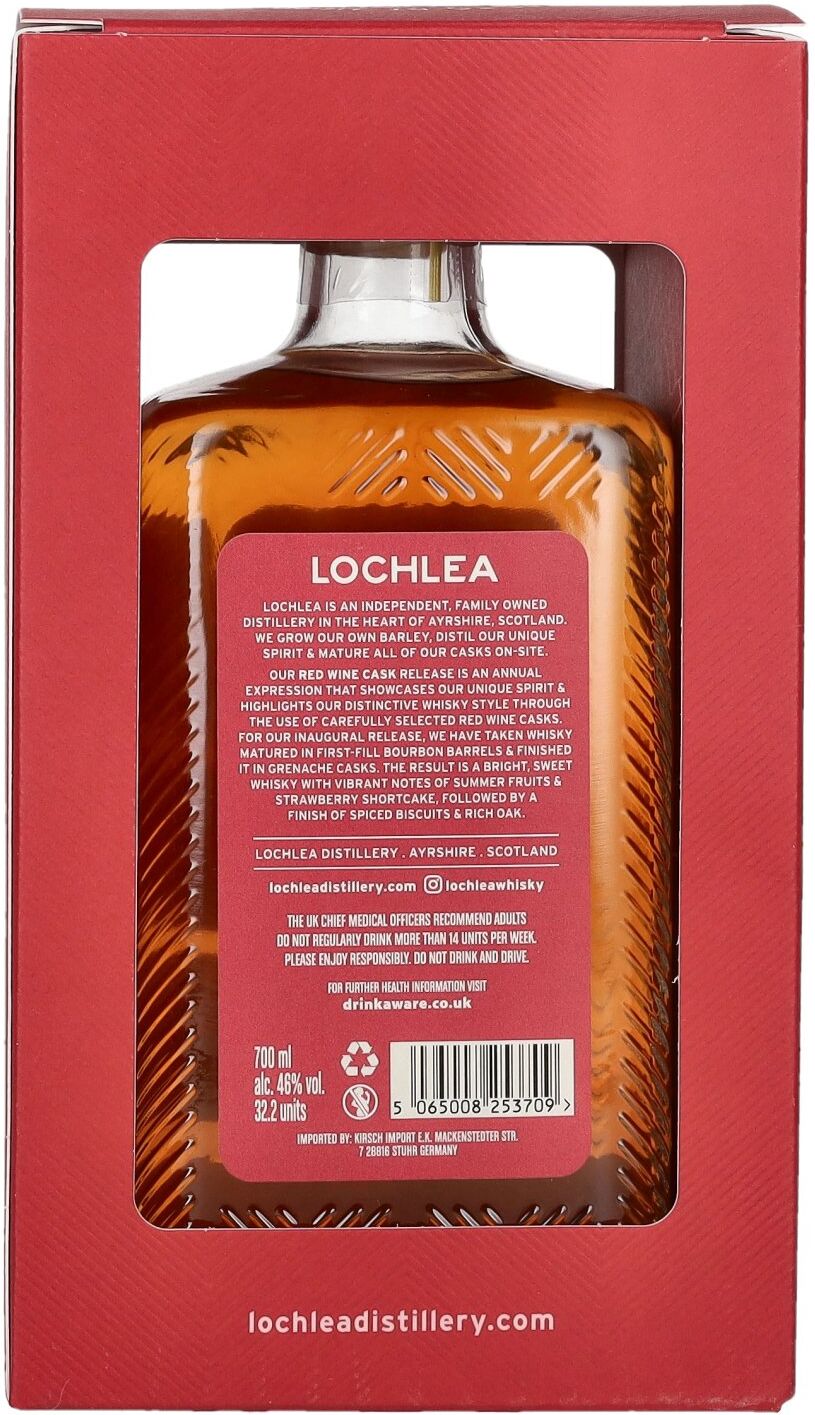 Lochlea RED WINE CASK Single Estate Single Malt Scotch Whisky Release 2025 46% Vol. 0,7l in Geschenkbox