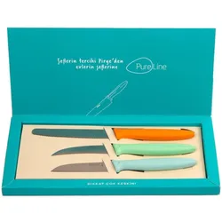 Pirge Pure Line Gemüsemesser Set 3 TLG - 9 cm, 9 cm, 12 cm - Obstmesser Edelstahl Schälmesser - Scharfe Klein Küchenmesser