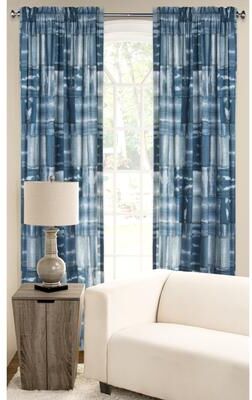 SIScovers White/Blue Polyester Microfiber American Vintage Window Curtain Panel - American Vintage - 50 x 84