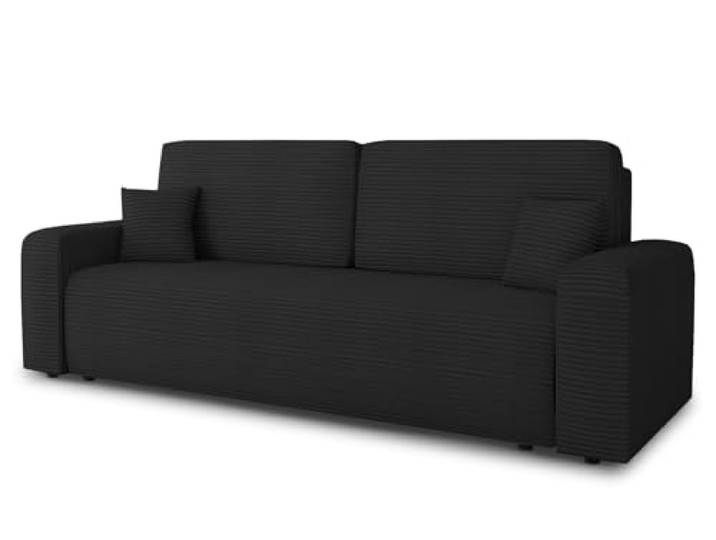 Sofnet - Schlafsofa Spark mit Bettkasten (Schwarz, Poso 135) Sofa mit Schlaffunktion, Bettsofa, Polstersofa, Bonellfederkern, Cordstoff, große Schlaffläche, TOP Design