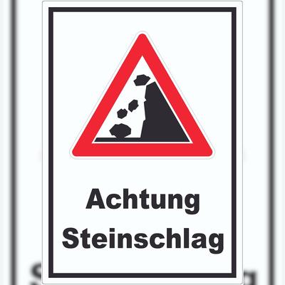 HB-Druck Achtung Steinschlag Aufkleber A1 (594x841mm)