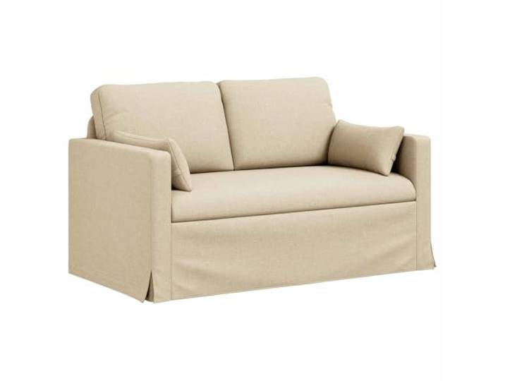 Coespram Modulares 2-Sitzer Sofa Creme Stoff Metallrahmen 139x78cm Ergonomische Polstercouch mit Metallgestell für Wohnzimmer und Schlafzimmer, flexibel anpassbar und bequem
