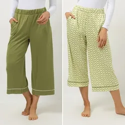 JERYMOOD HOMEWEAR 2 Hosen Culotte Rundumdehnbund 1x uni, 1x bedruckt