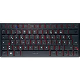 Cherry Multi-Device Tastatur KW 9200 Mini, QWERTZ, 2x Bluetooth 5.0, 2.4 GHz Funk- und USB-C-Kabelkanal, wiederaufladbar, schwarz