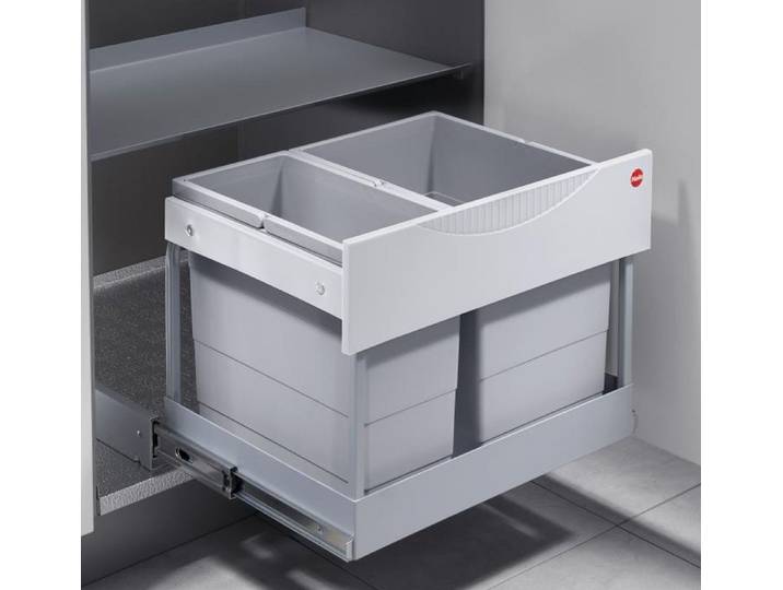 Hailo Einbaumülleimer Hailo Tandem Mülleimer Küche Einbau 60cm Schrank Grau Ausfahrautomatik, siehe Beschreibung