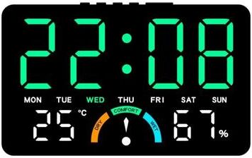 Uplift Picks Multifunction Digital Wall Clock With LED Display And Voice Control black green