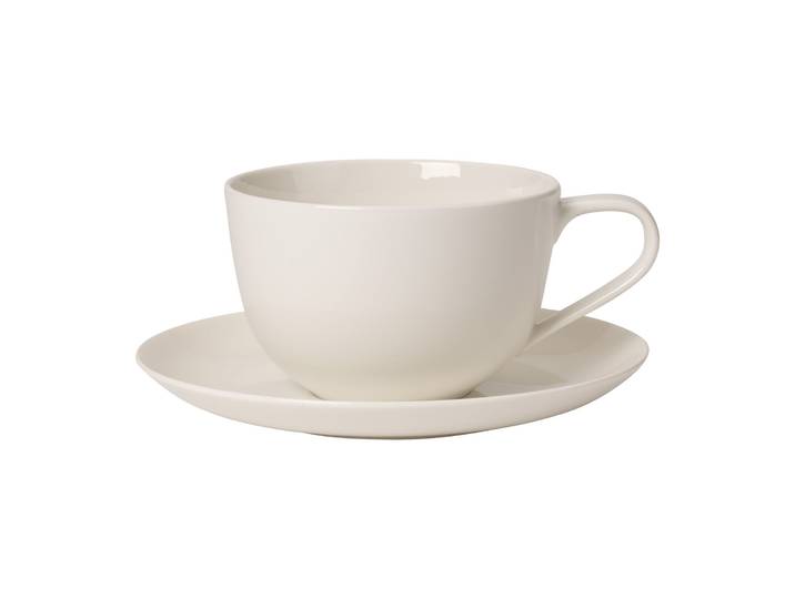Tasse VILLEROY & BOCH Frühstückstasse mit Untertasse For Me 300 ml weiß , weiß, Porzellan, Trinkgefäße, Tasse
