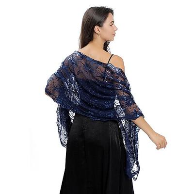 exquisiter Schal mit Paillettenstickerei, Stern- und Mondschal, Hochzeitskleid, Bühnenparty, Abendpartyschal für Frauen