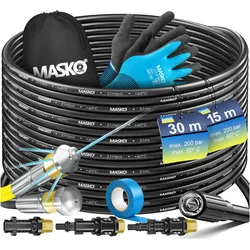 Masko Premium Rohrreinigungsschlauch Set Abflussreiniger 200 bar, Reinigungsutensil, Schwarz