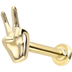 14 Karat Gold Labret mit Push Fit PEACE-ZEICHEN
