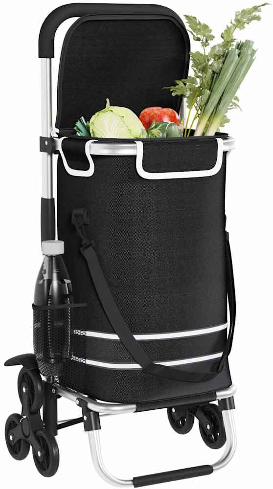 vidaXL Trolley de shopping 1 Noir 47 x 39 x 100,5 cm Tissu Oxford