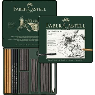 Faber-Castell Pitt Charcoal Set, Reiß- und Zeichenkohle mit Zubehör, 24er Set