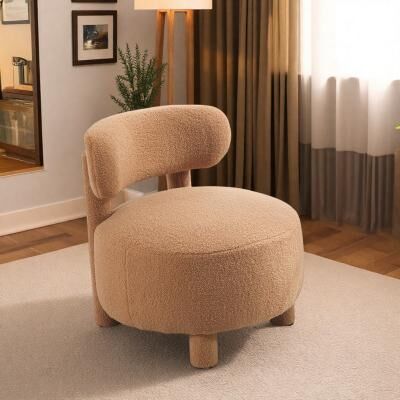 "28.35"" Upholstered Armless Accent Chair with Curved Wingback and Solid Wood Legs and 13-Inch Padded Seat Cushion"