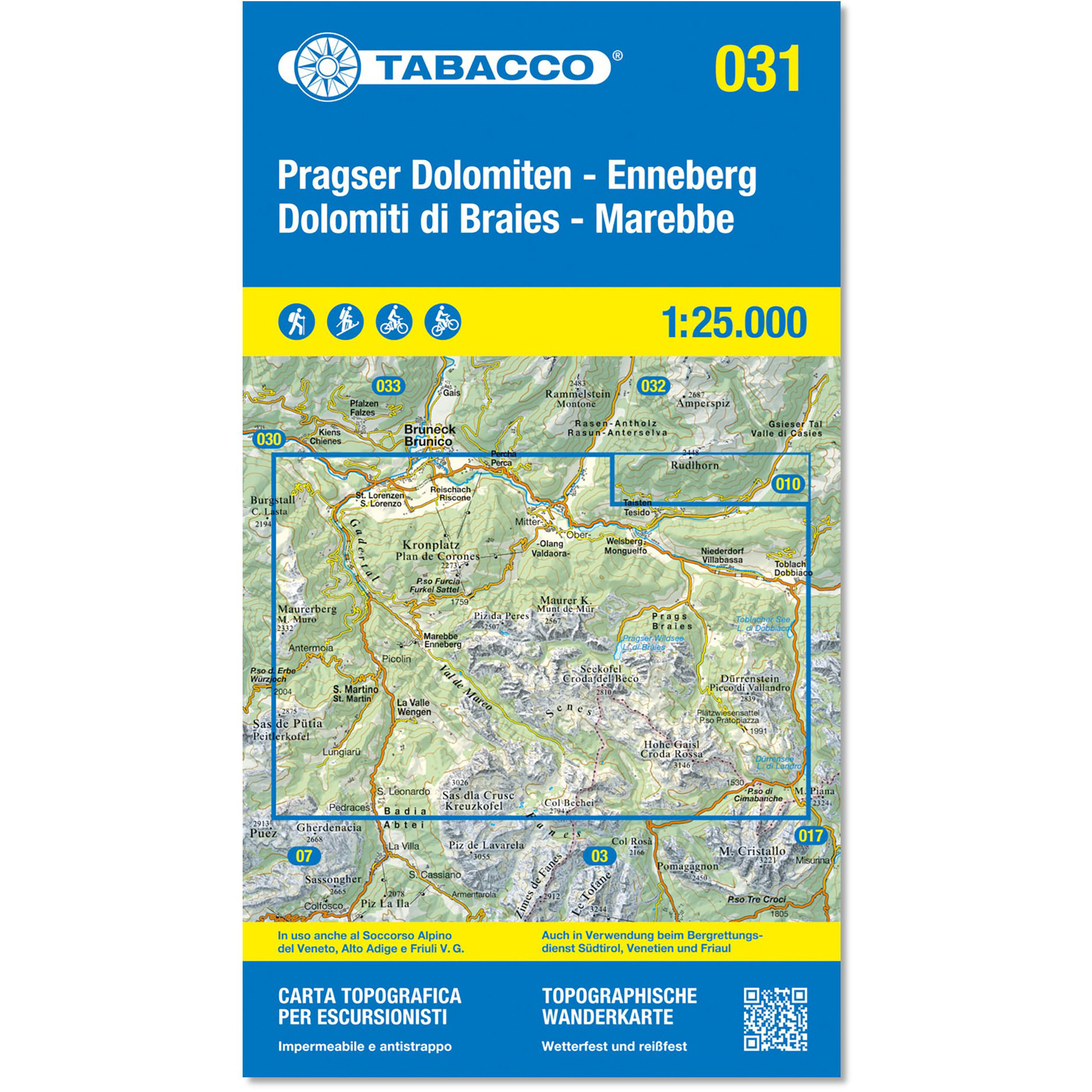 Tabacco Pragser Dolomiten - Enneberg 031 Wanderkarte Topografische Karten Aufl. 2023